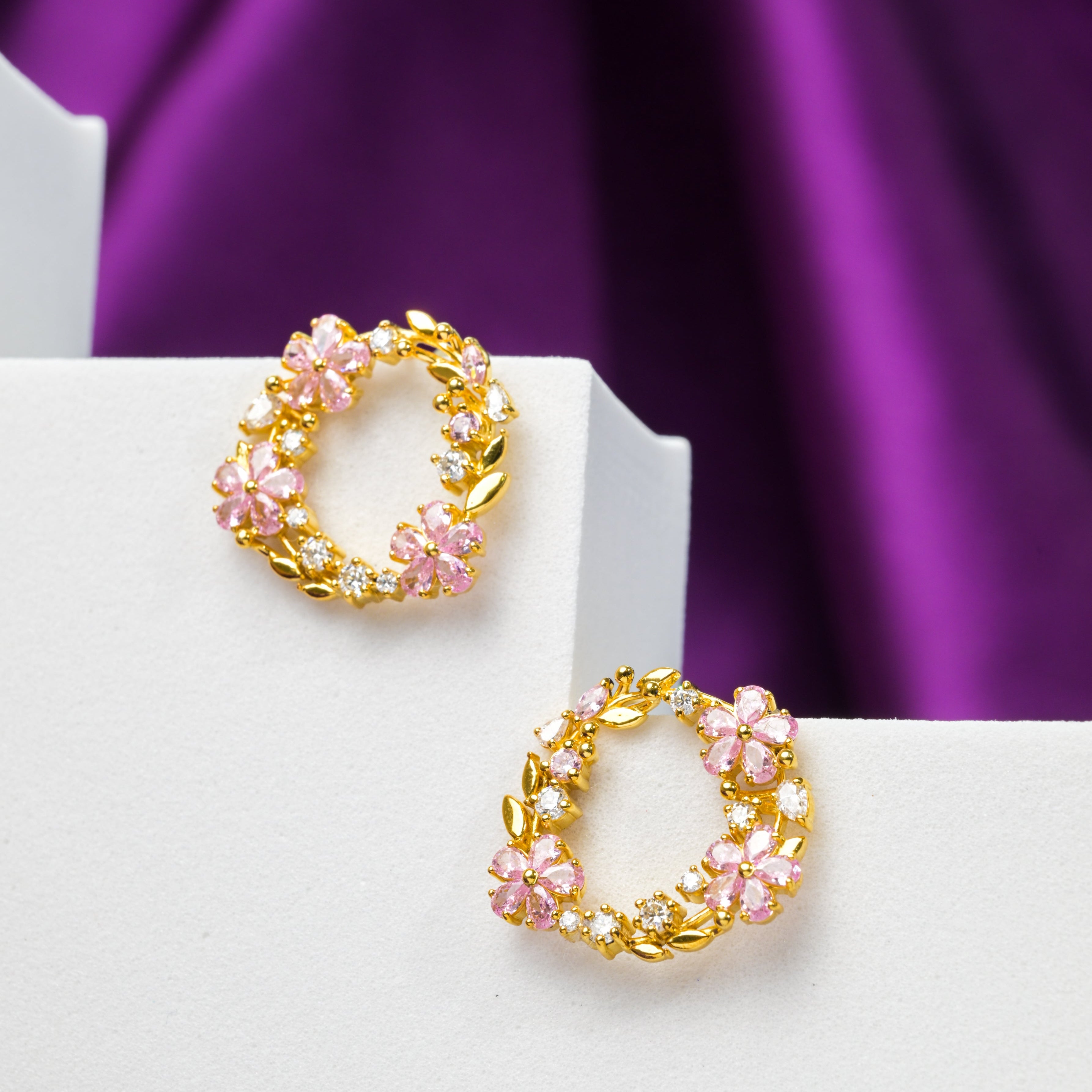Blush Aura Wreath Stud Earrings