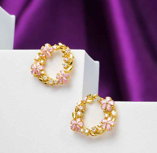 Blush Aura Wreath Stud Earrings
