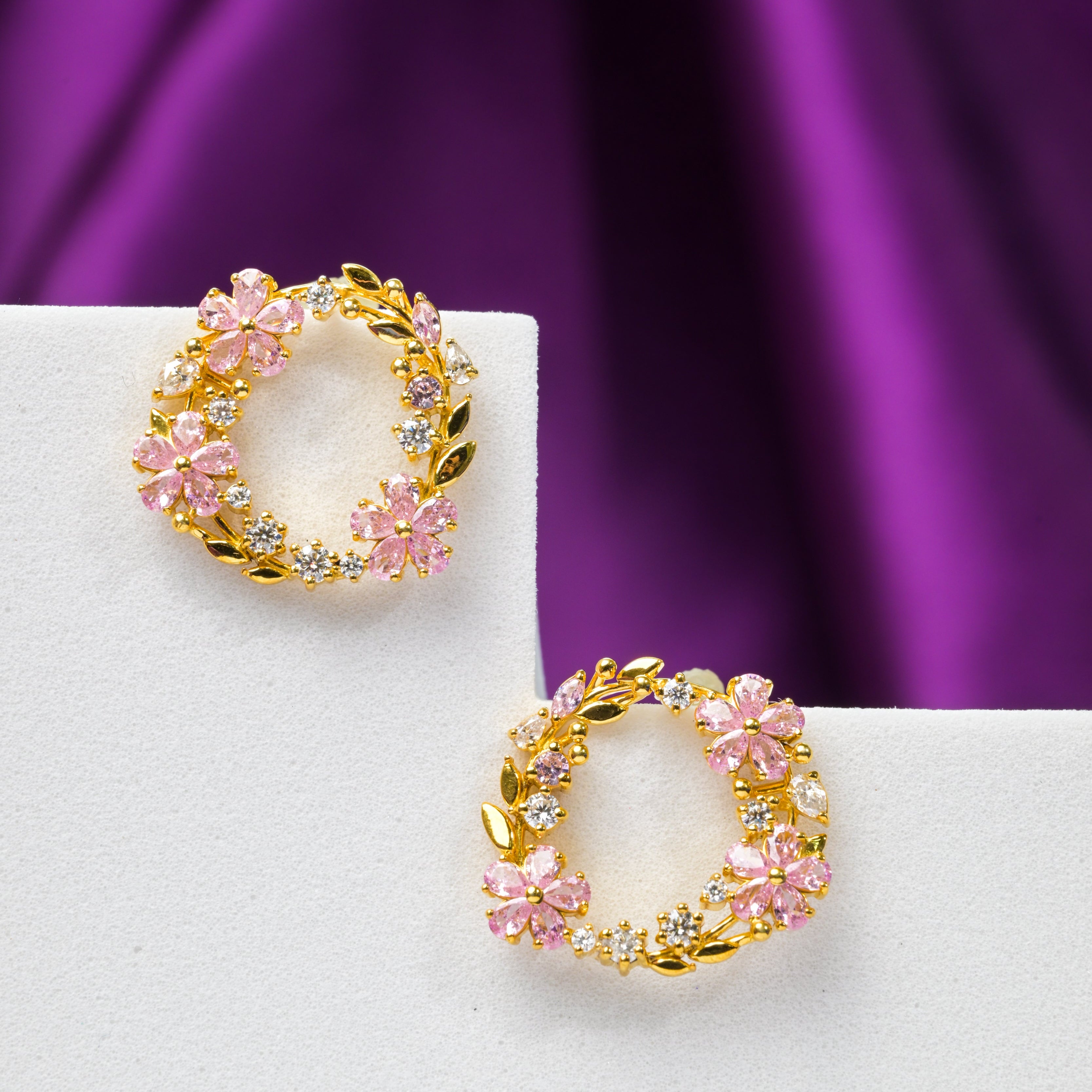 Blush Aura Wreath Stud Earrings