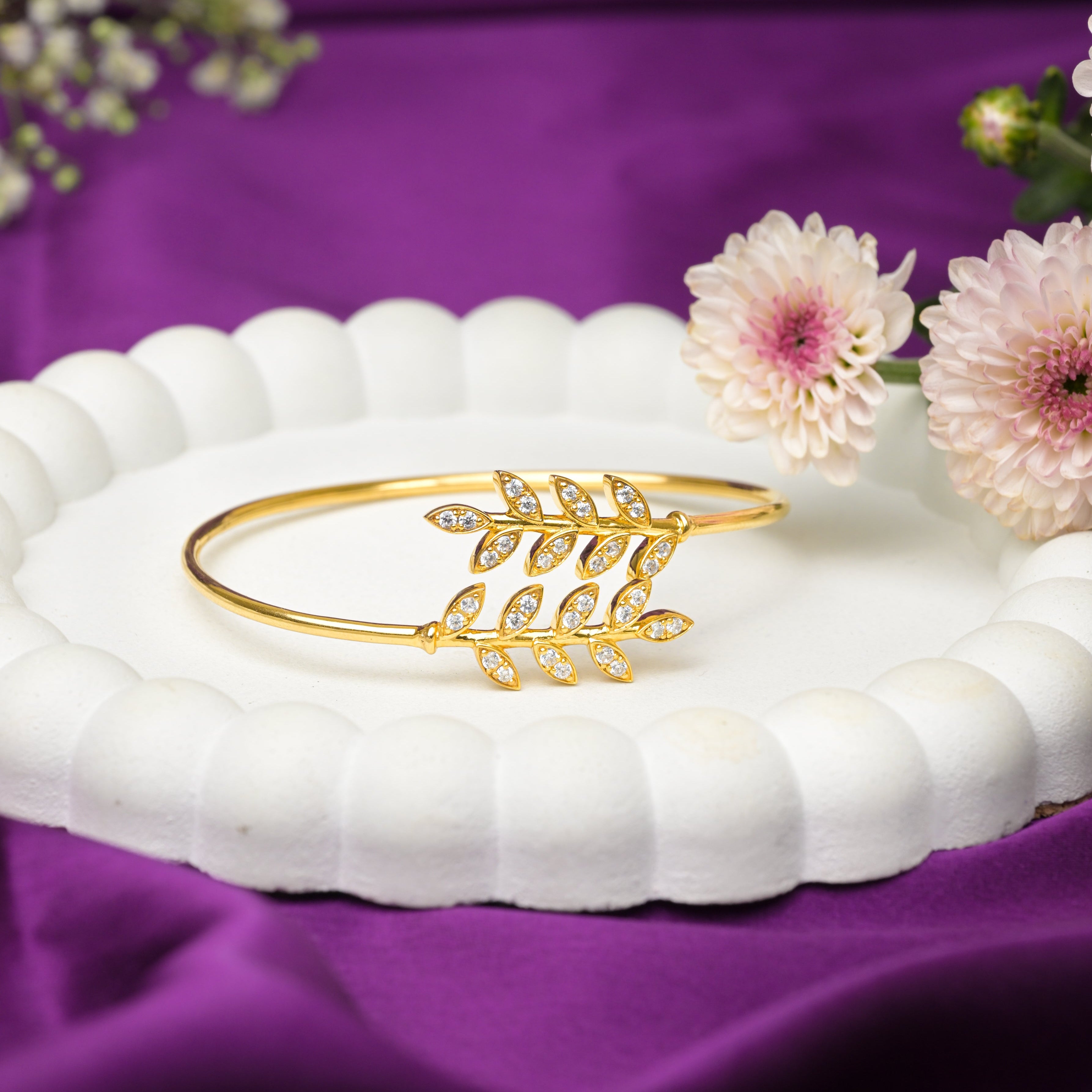 Golden Laurel Leaf Cuff Bracelet