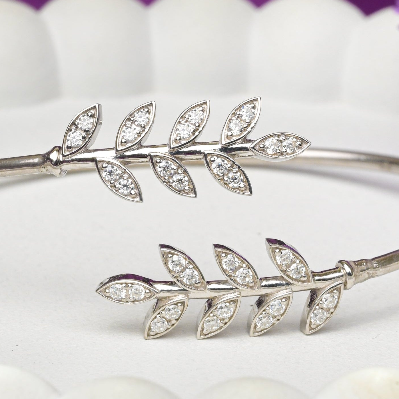 Silver Laurel Leaf Cuff Bracelet