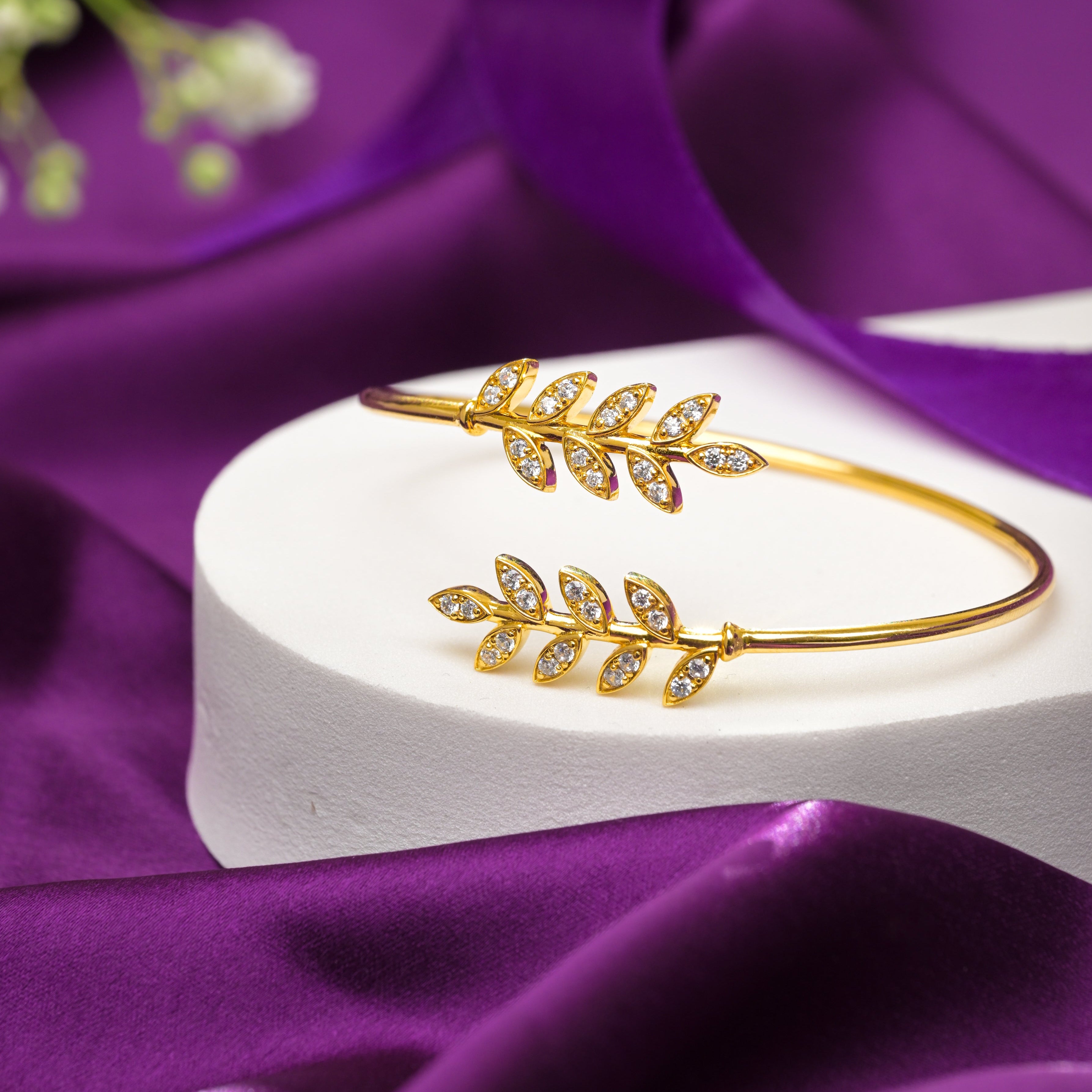 Golden Laurel Leaf Cuff Bracelet