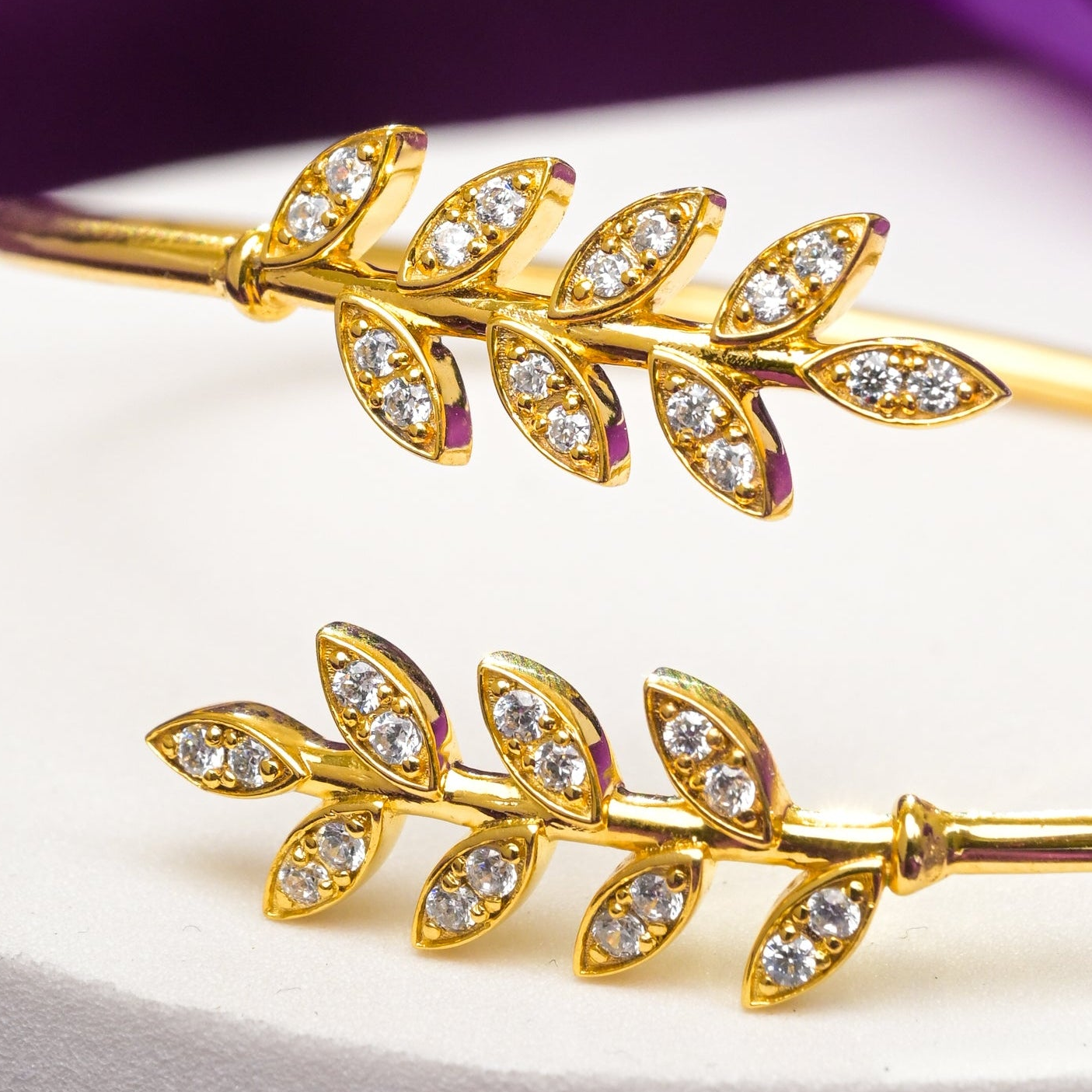 Golden Laurel Leaf Cuff Bracelet