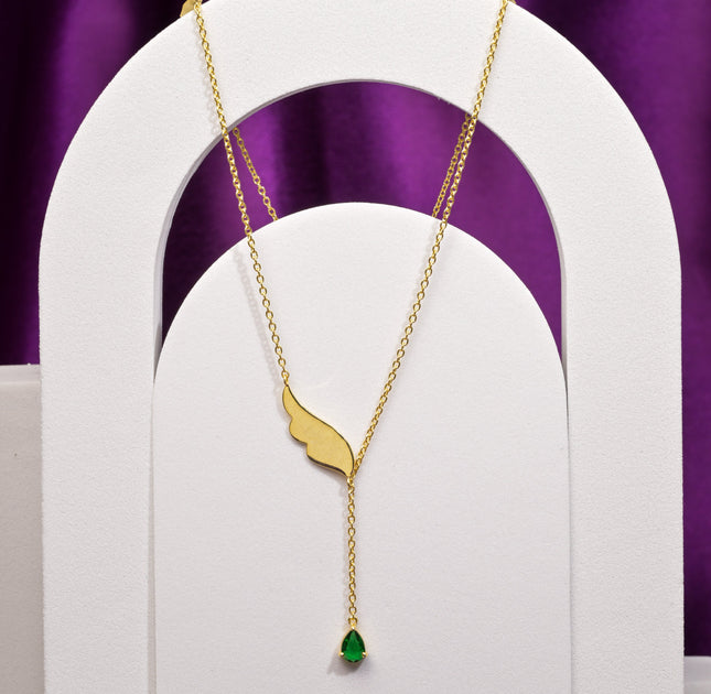Emerald Feather Drop Pendant