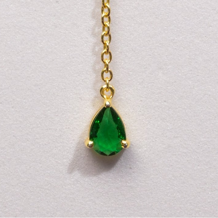 Emerald Feather Drop Pendant