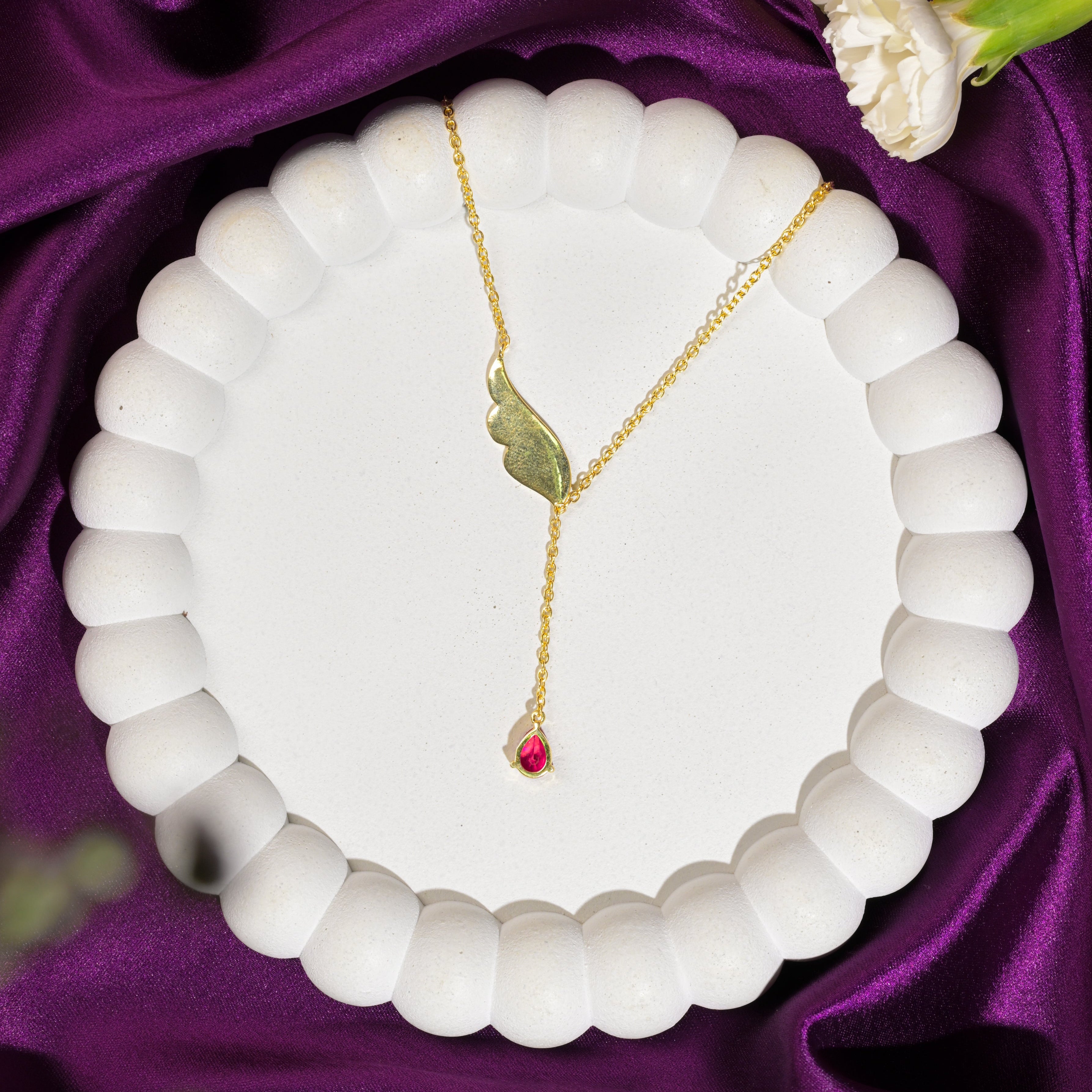 Scarlet Feather Drop Pendant