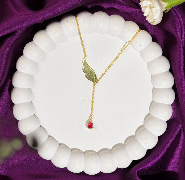 Scarlet Feather Drop Pendant