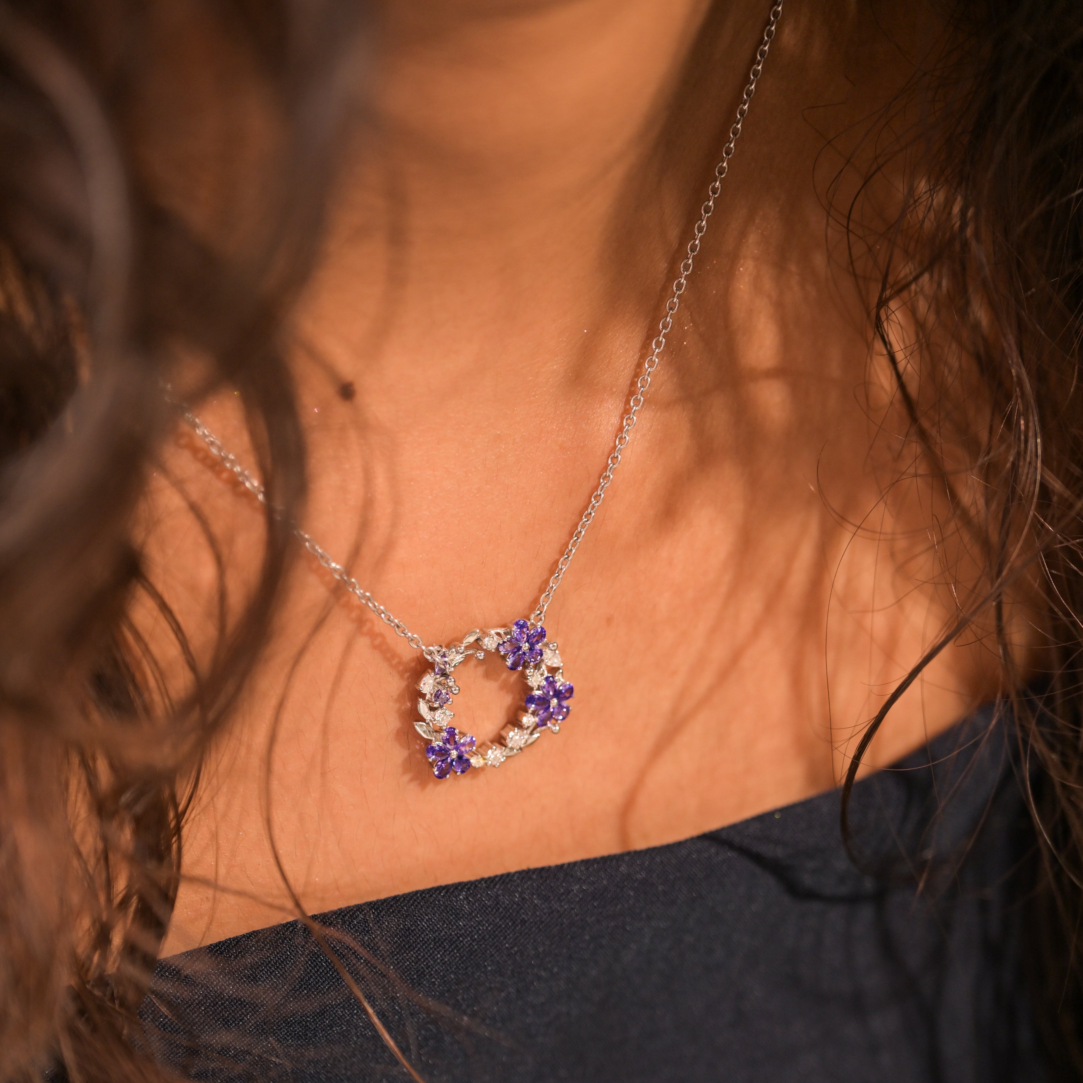 Lavender Luxe Wreath Pendant Necklace