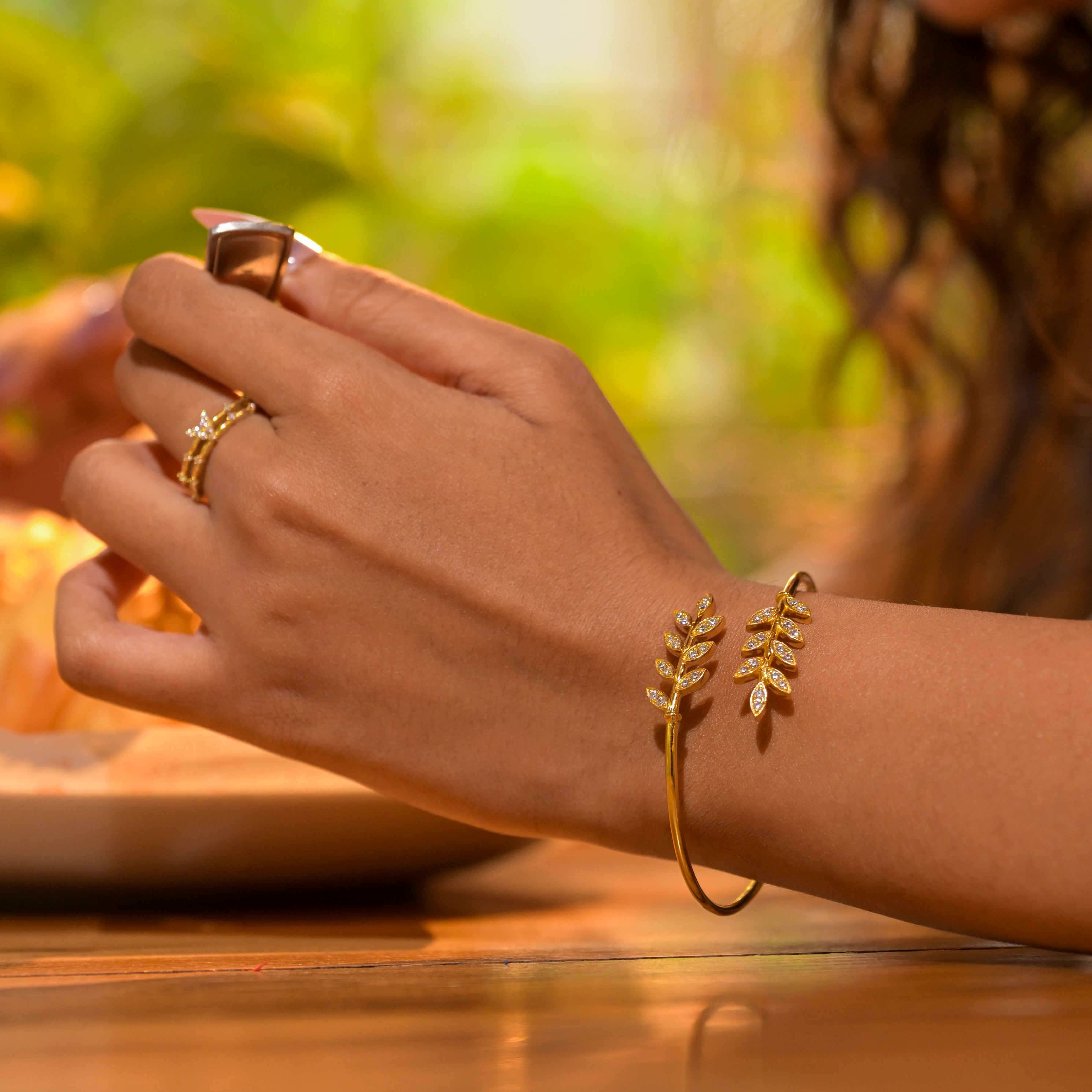 Golden Laurel Leaf Cuff Bracelet