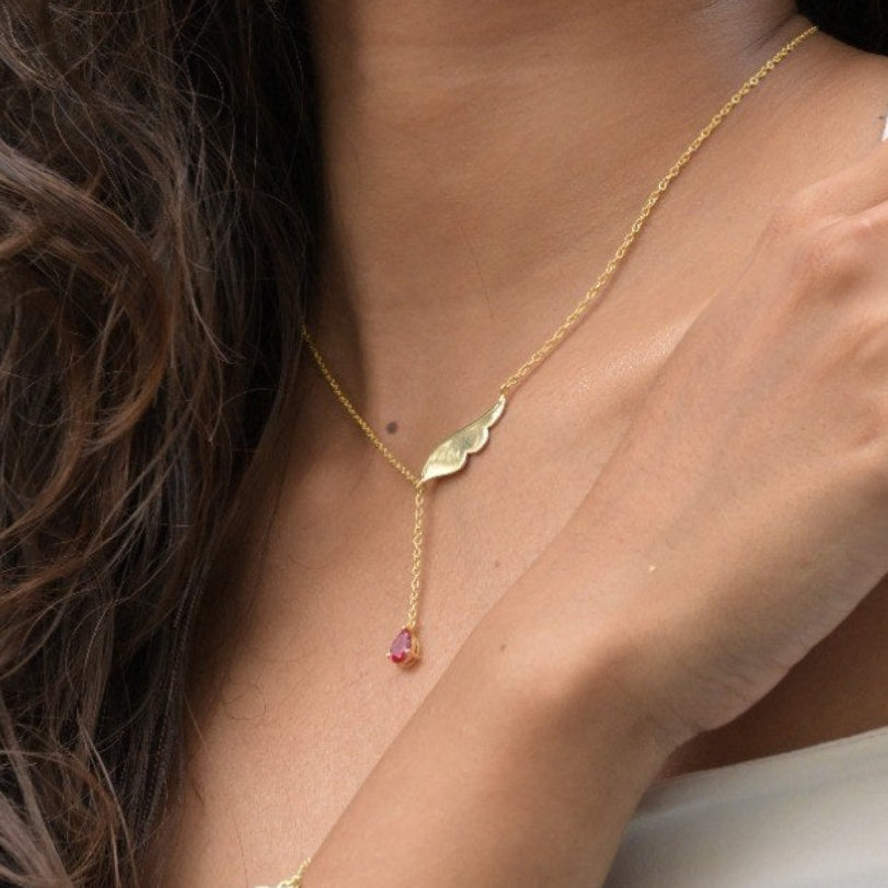 Scarlet Feather Drop Pendant