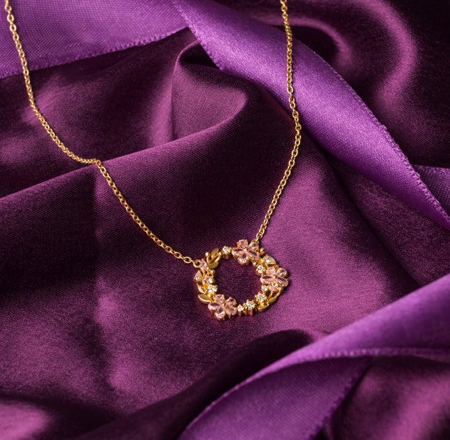Blush Bloom Wreath Pendant Necklace