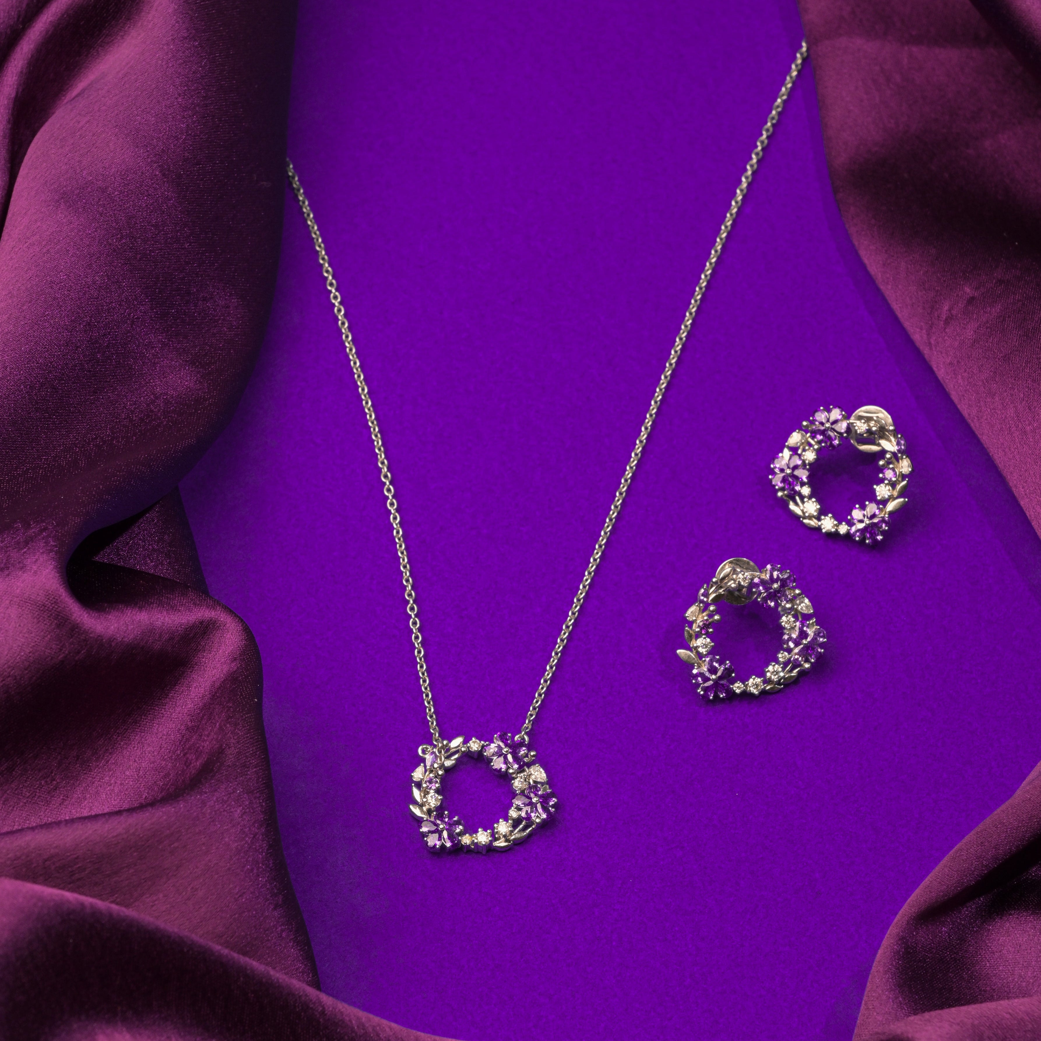 Lavender Luxe Wreath Pendant Necklace