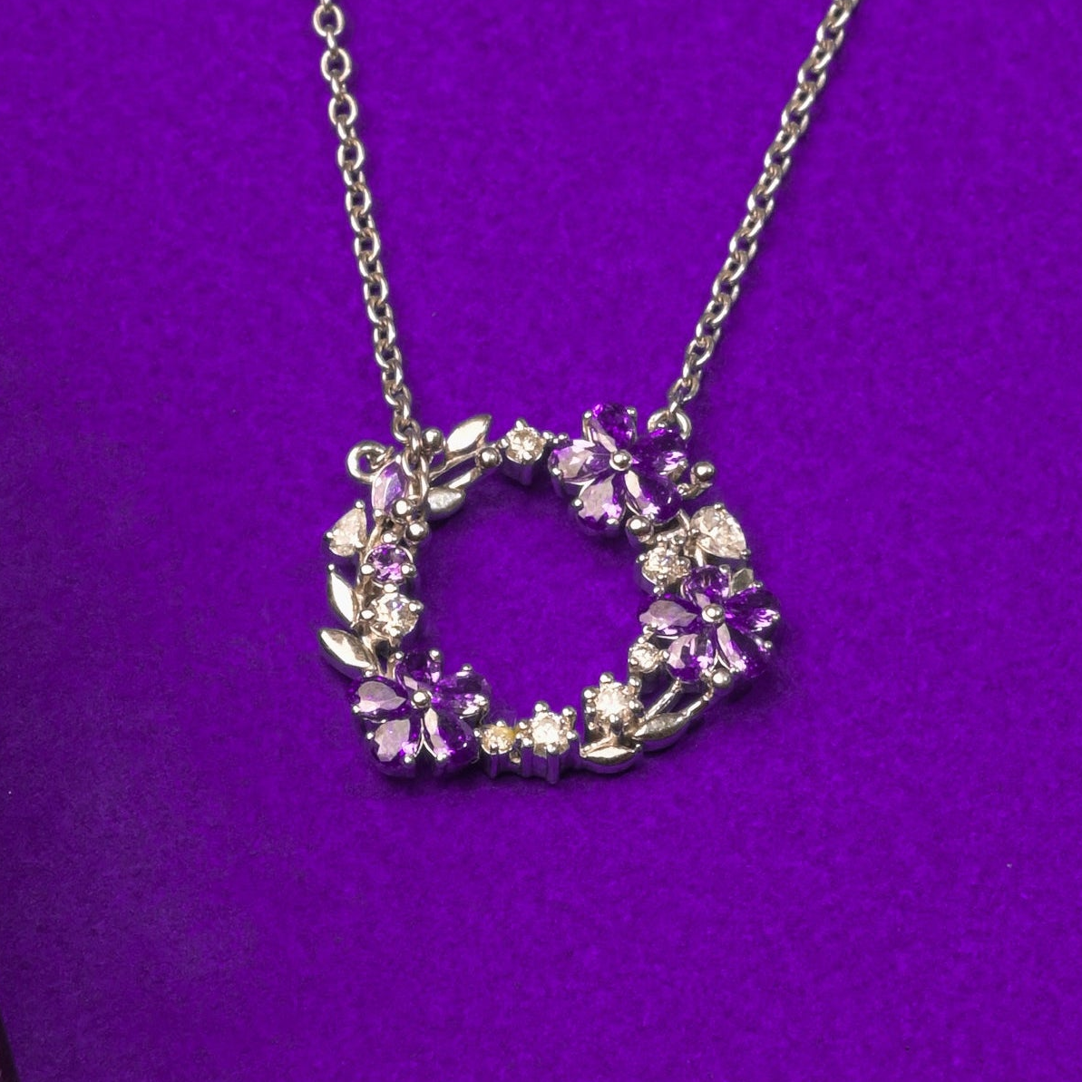 Lavender Luxe Wreath Pendant Necklace