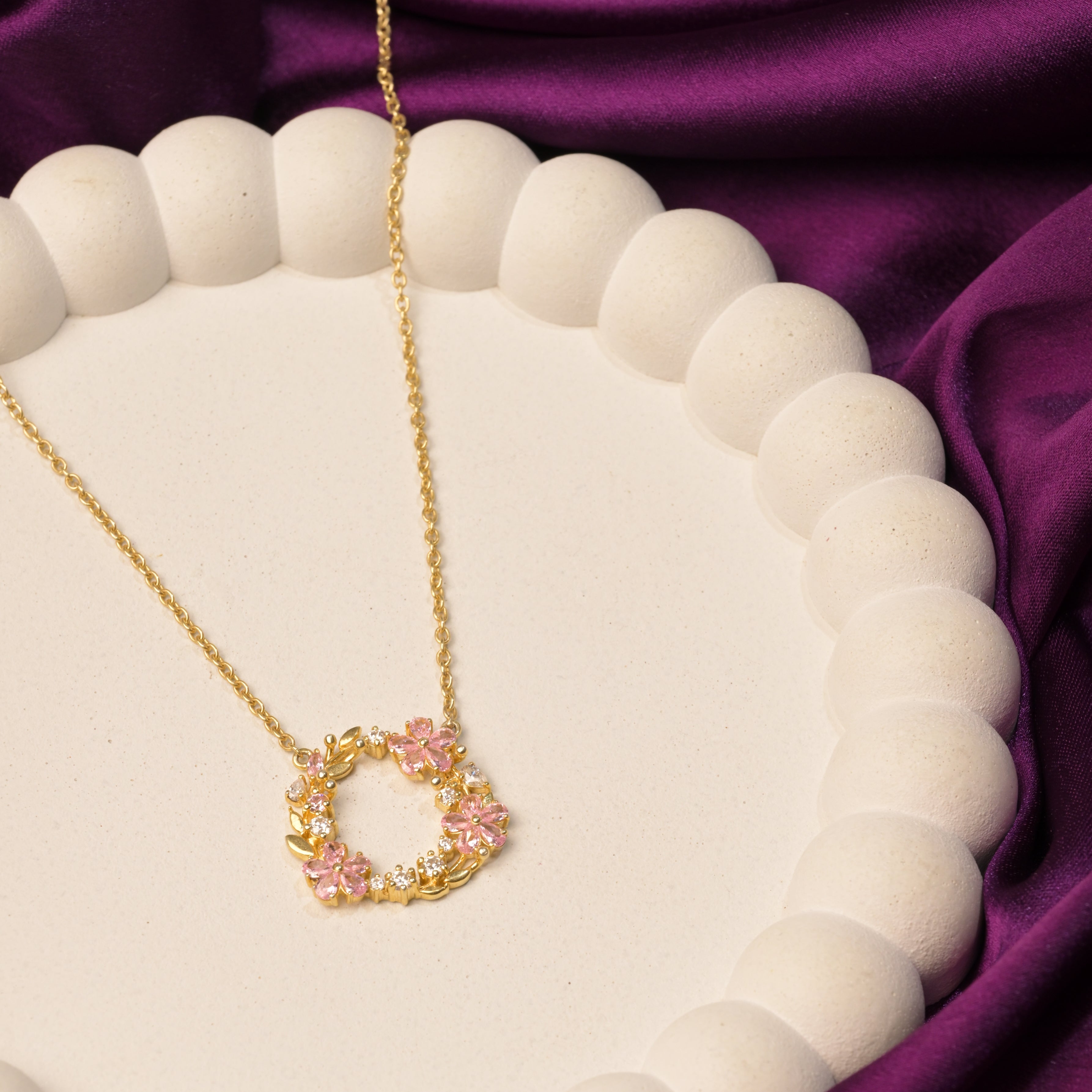 Blush Bloom Wreath Pendant Necklace
