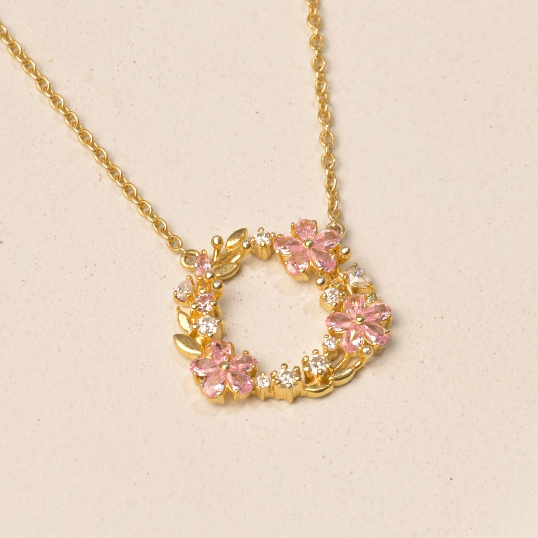 Blush Bloom Wreath Pendant Necklace