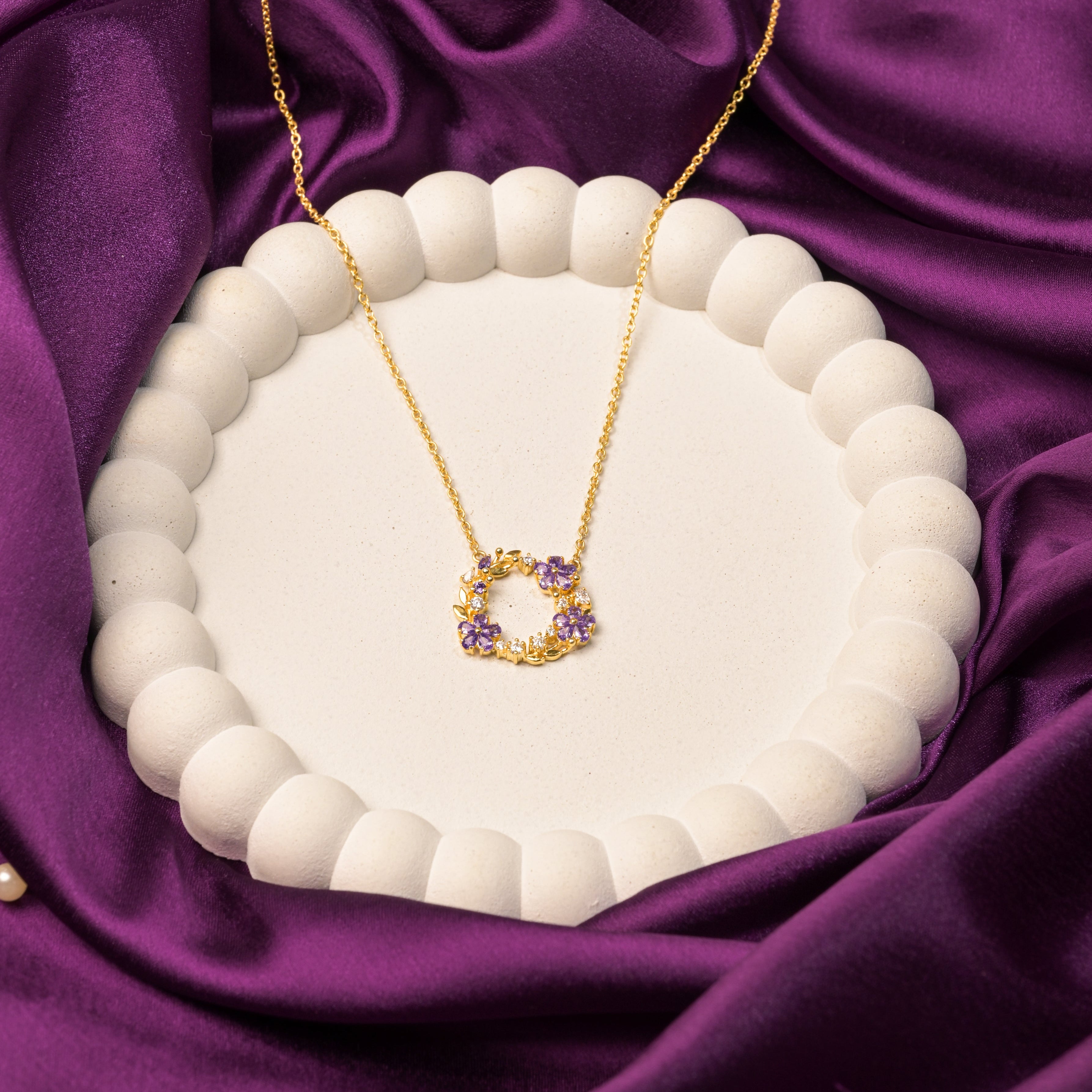 Midnight Bloom Wreath Pendant Necklace