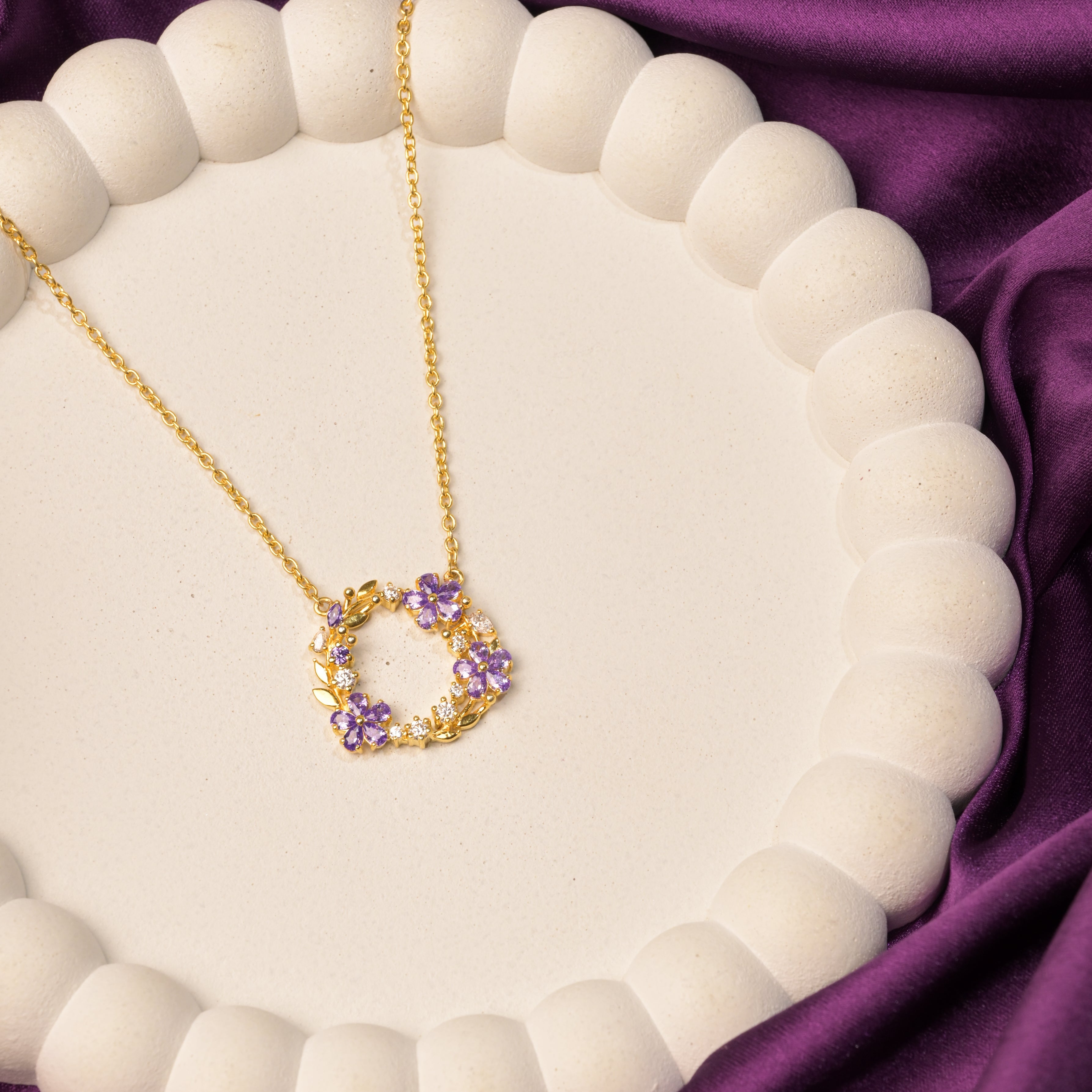 Midnight Bloom Wreath Pendant Necklace