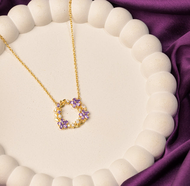 Midnight Bloom Wreath Pendant Necklace