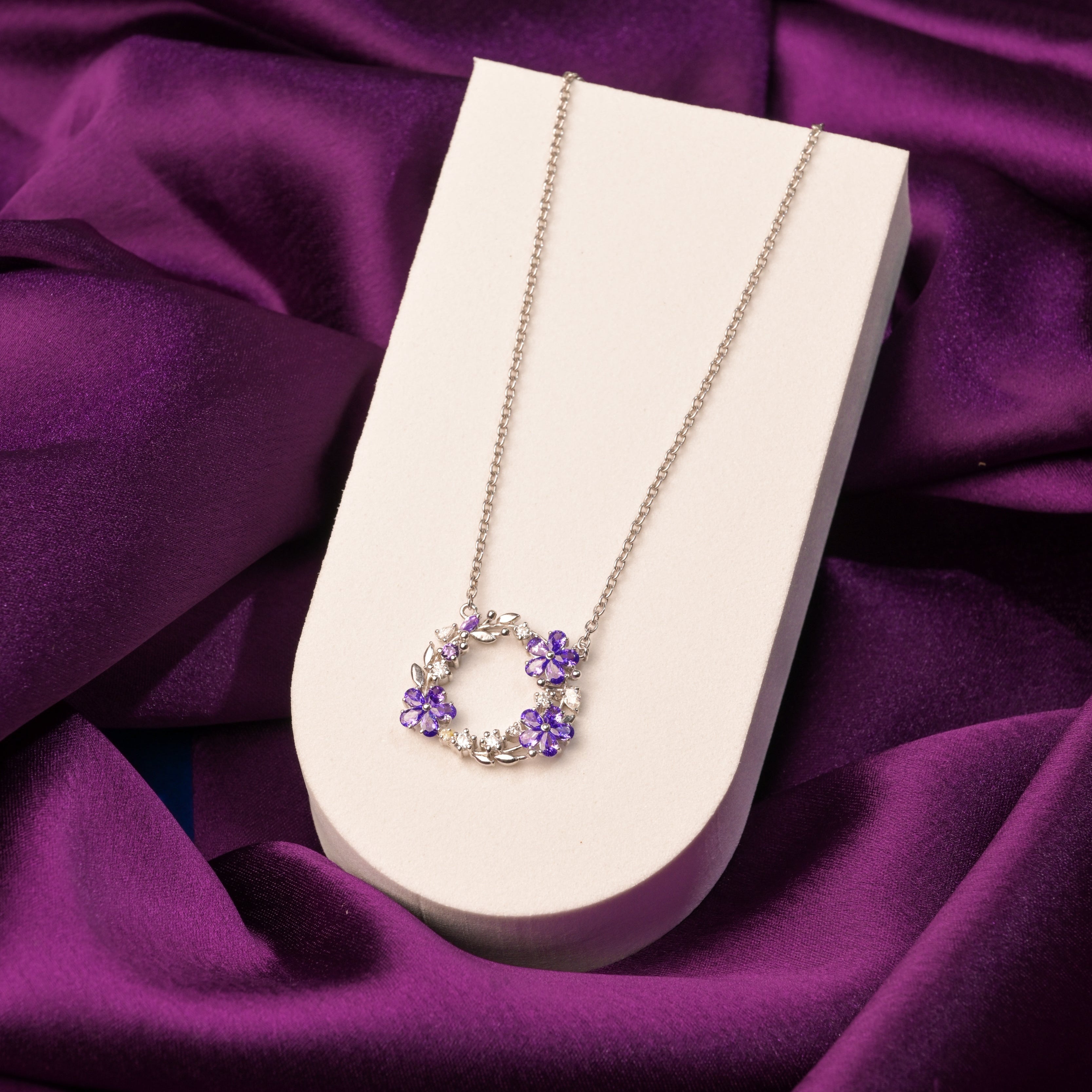 Lavender Luxe Wreath Pendant Necklace
