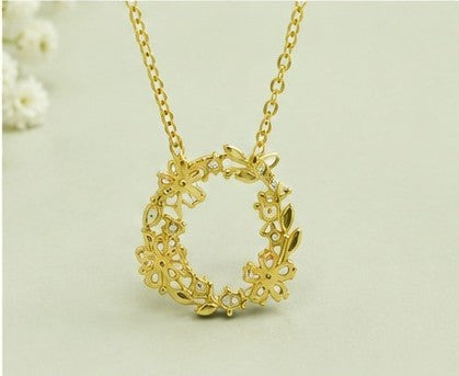 Blush Bloom Wreath Pendant Necklace