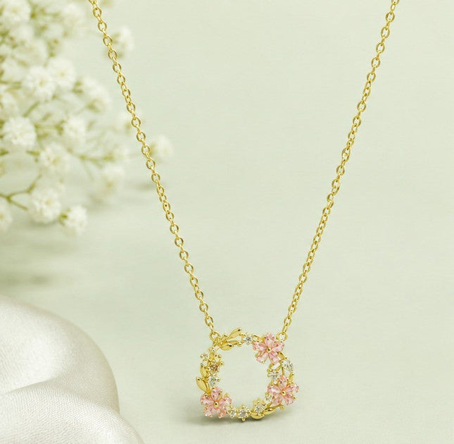 Blush Bloom Wreath Pendant Necklace