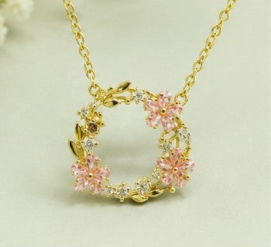 Blush Bloom Wreath Pendant Necklace