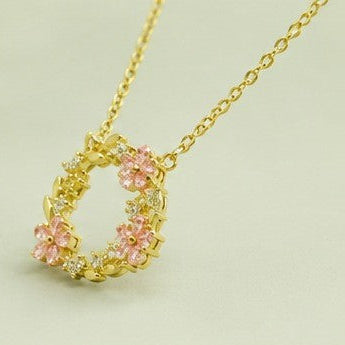 Blush Bloom Wreath Pendant Necklace