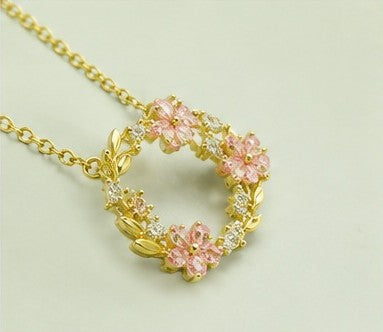 Blush Bloom Wreath Pendant Necklace