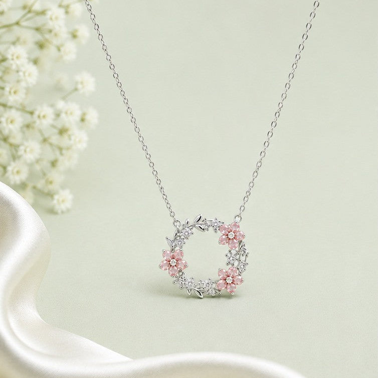Rosé Frost Wreath Pendant Necklace