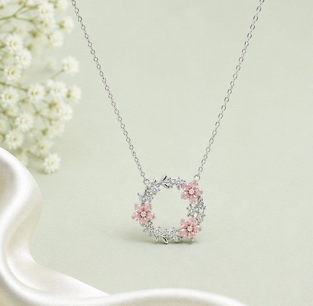 Rosé Frost Wreath Pendant Necklace