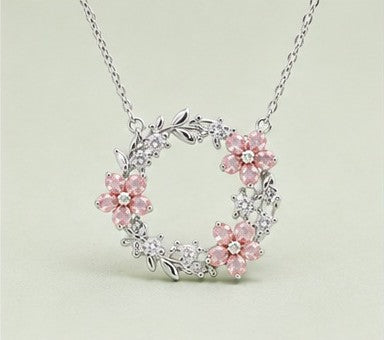 Rosé Frost Wreath Pendant Necklace