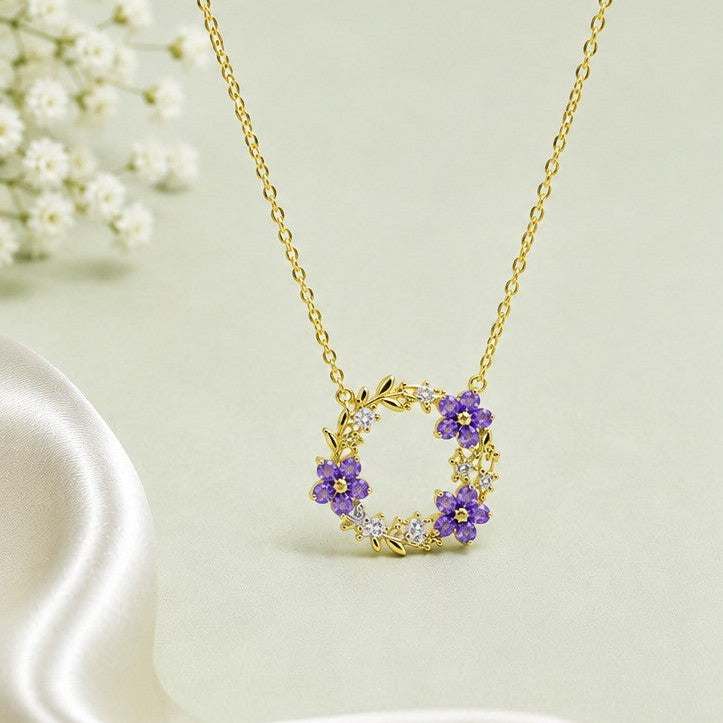 Midnight Bloom Wreath Pendant Necklace