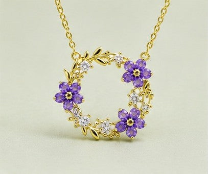 Midnight Bloom Wreath Pendant Necklace