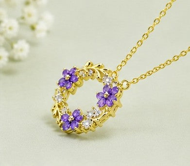 Midnight Bloom Wreath Pendant Necklace