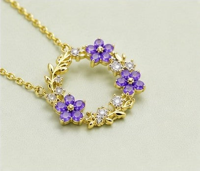 Midnight Bloom Wreath Pendant Necklace