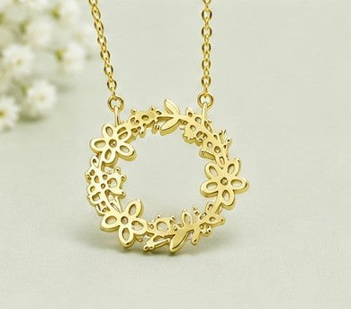 Midnight Bloom Wreath Pendant Necklace