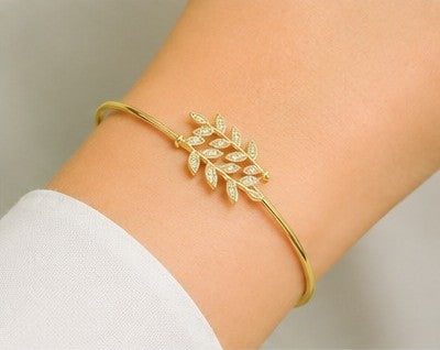 Golden Laurel Leaf Cuff Bracelet