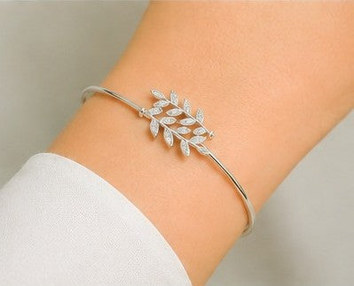 Silver Laurel Leaf Cuff Bracelet