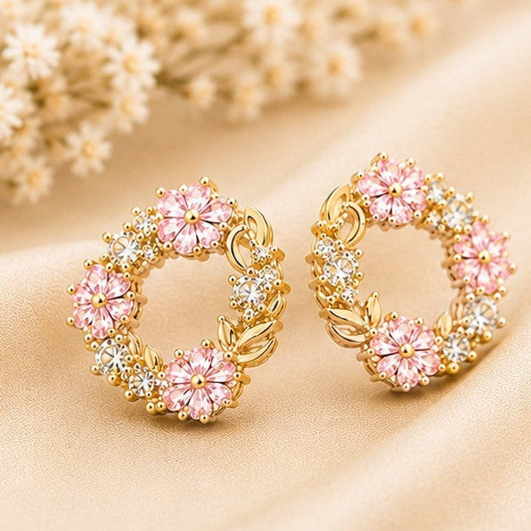 Blush Aura Wreath Stud Earrings