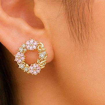 Blush Aura Wreath Stud Earrings