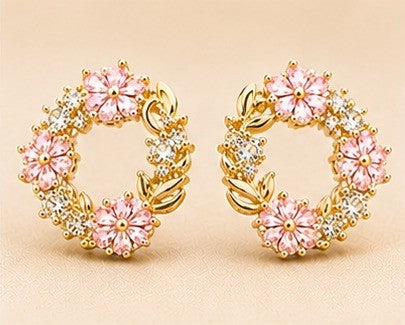 Blush Aura Wreath Stud Earrings