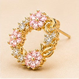 Blush Aura Wreath Stud Earrings