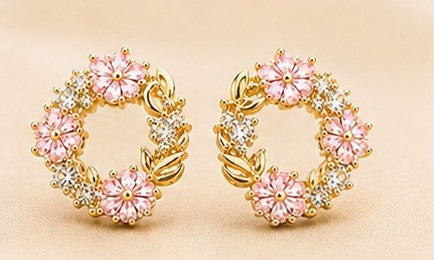 Blush Aura Wreath Stud Earrings