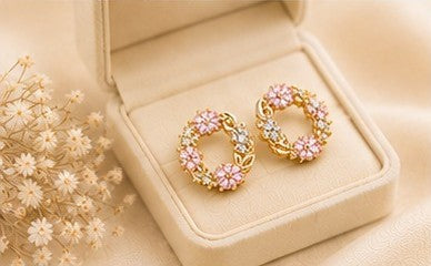 Blush Aura Wreath Stud Earrings