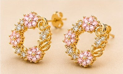 Blush Aura Wreath Stud Earrings