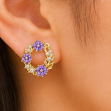 Violet Grace Wreath Stud Earrings