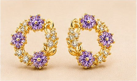 Violet Grace Wreath Stud Earrings