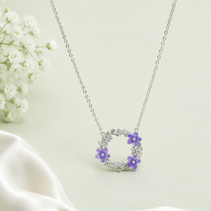 Lavender Luxe Wreath Pendant Necklace
