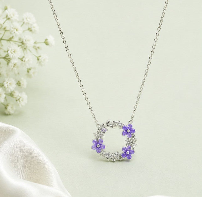 Lavender Luxe Wreath Pendant Necklace