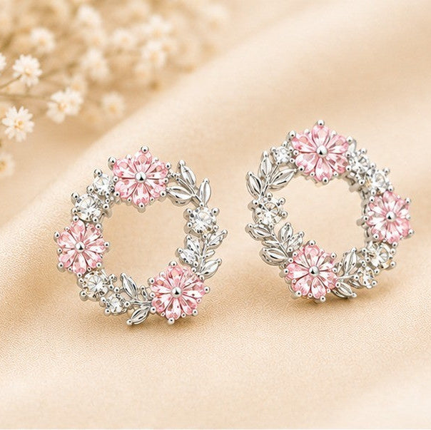Rosé Bloom Wreath Stud Earrings